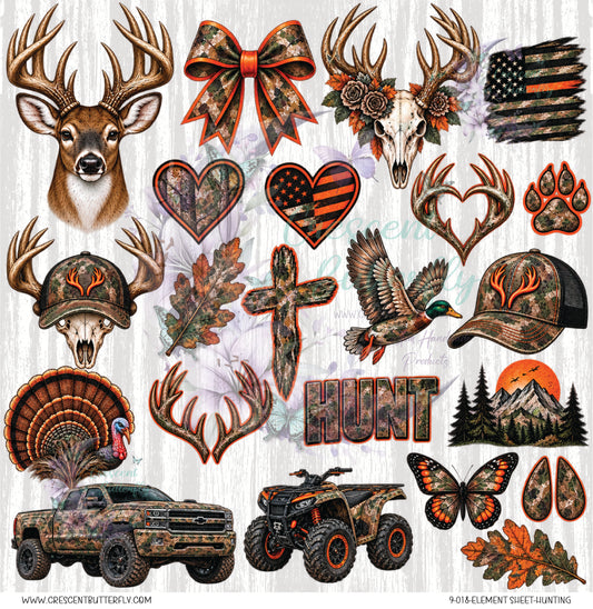 9-018-Element Sheet-Hunting UV DTF