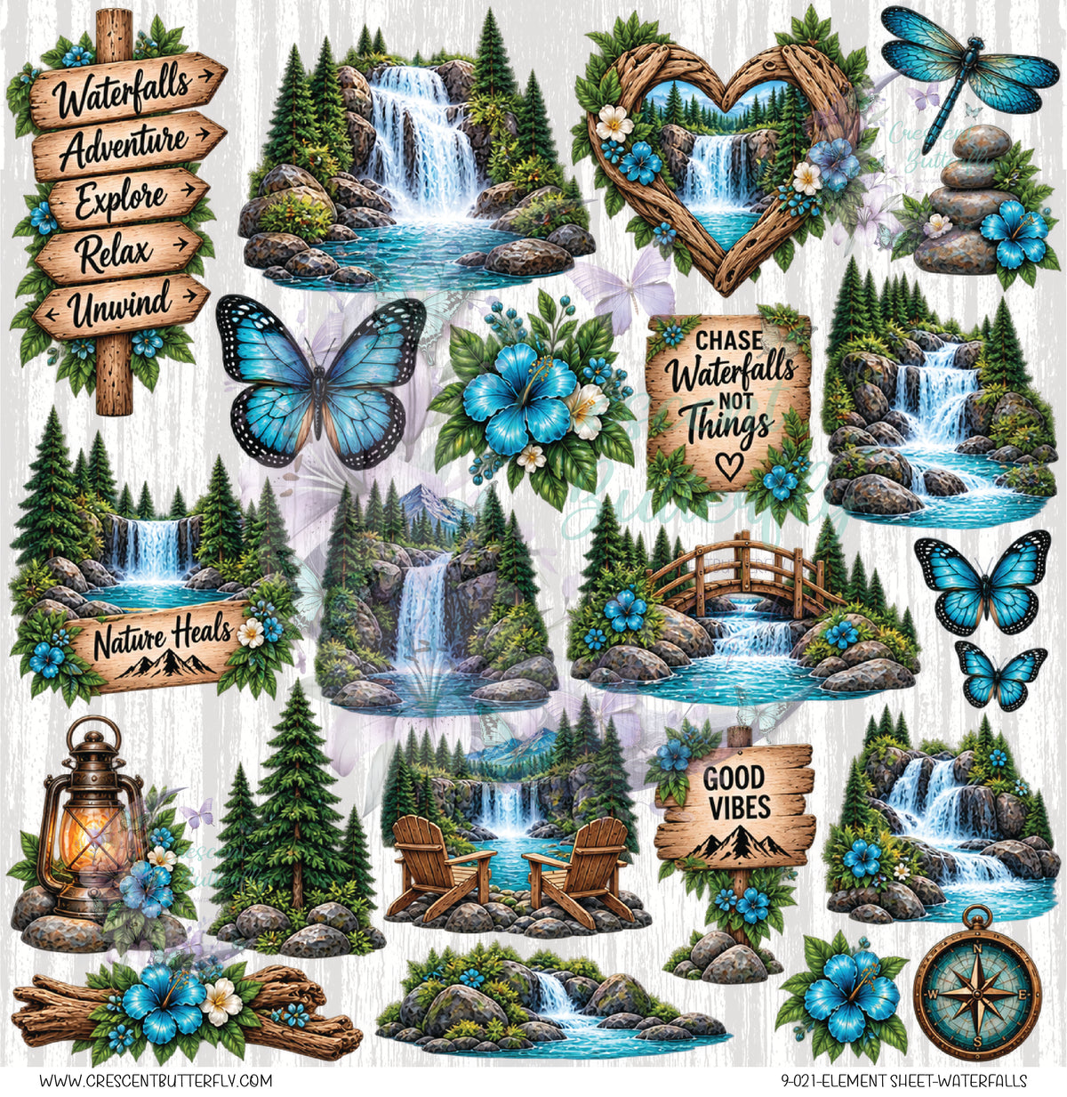 9-021-Element Sheet-Waterfalls UV DTF