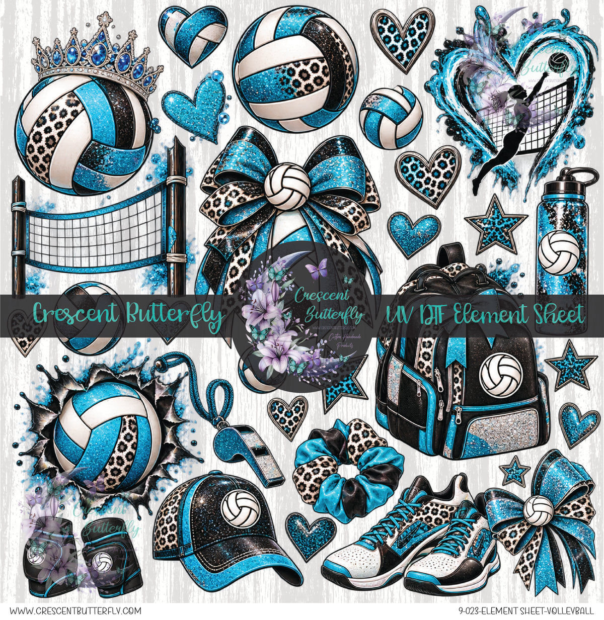 9-023-Element Sheet-Volleyball UV DTF