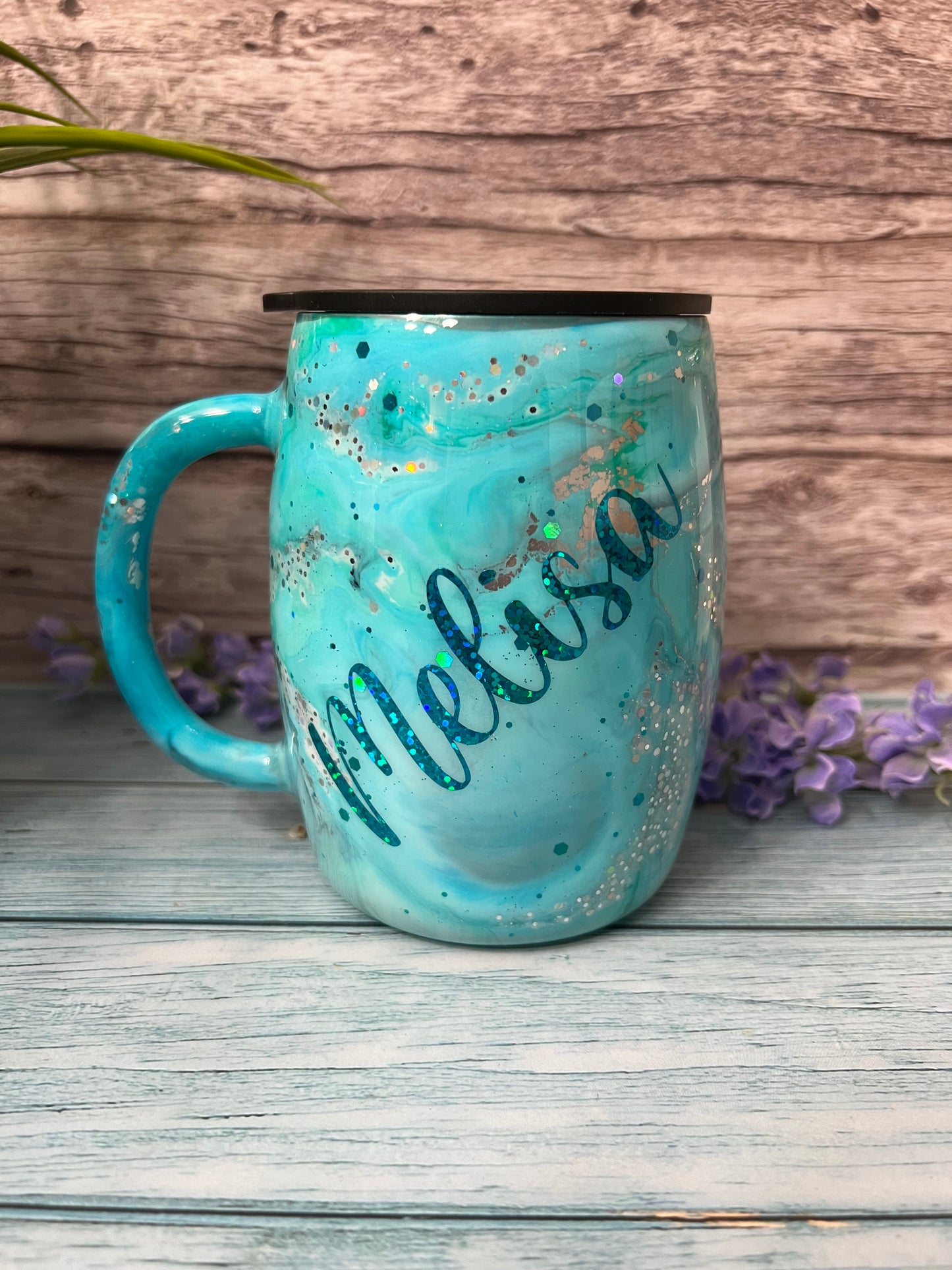 Ocean Sparkle Handmade Custom Epoxy Tumbler