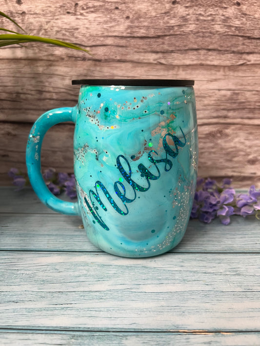 Ocean Sparkle Handmade Custom Epoxy Tumbler