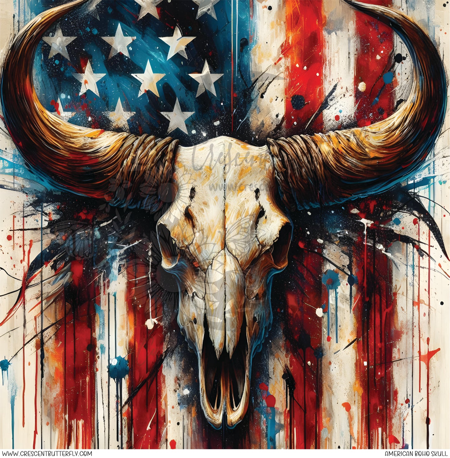 American Boho Skull Printed Vinyl Sheet/Wrap