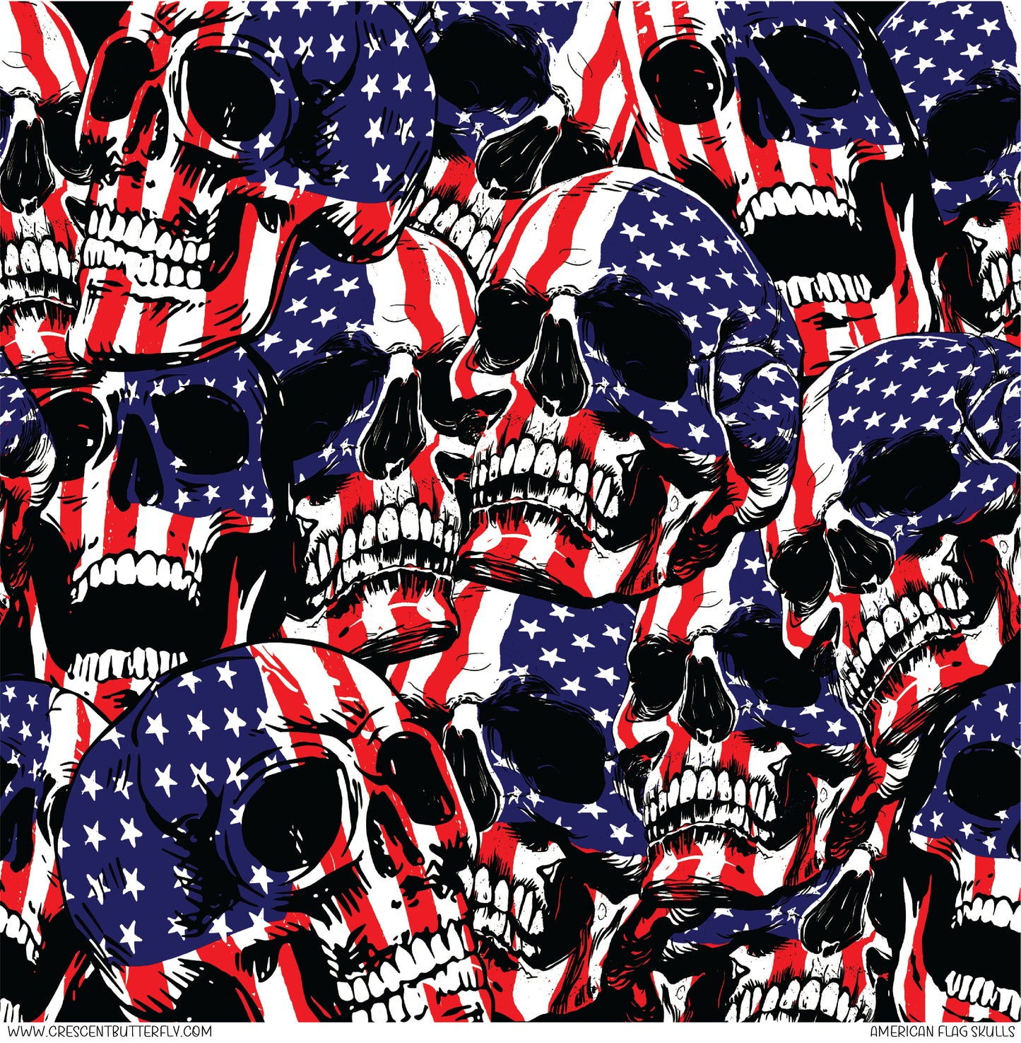 American Flag Skulls Printed Vinyl Sheet-Tumbler Wrap