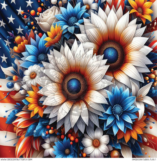 American Floral Flag 1 Printed Vinyl Sheet/Wrap