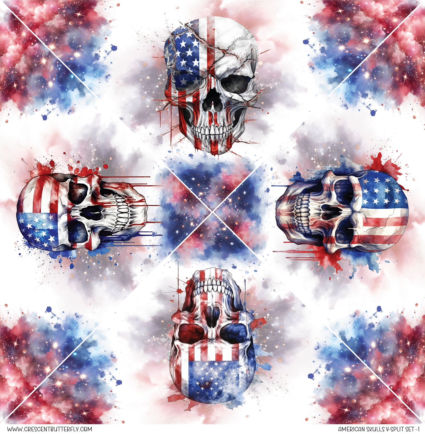 American Skulls V-Split Set-1 Printed Vinyl Sheet/Wrap