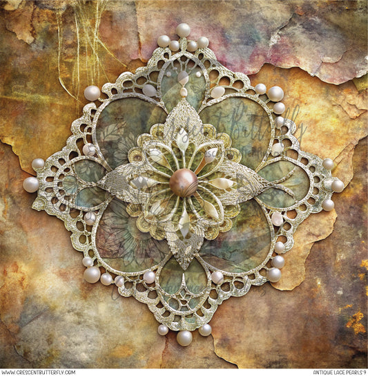 Antique Lace Pearls 9 Printed Vinyl Sheet/Wrap