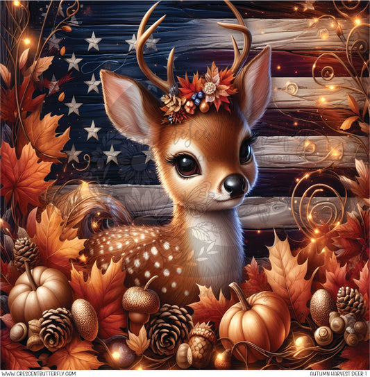 Autumn Harvest Deer 1 Printed Vinyl Sheet/Wrap
