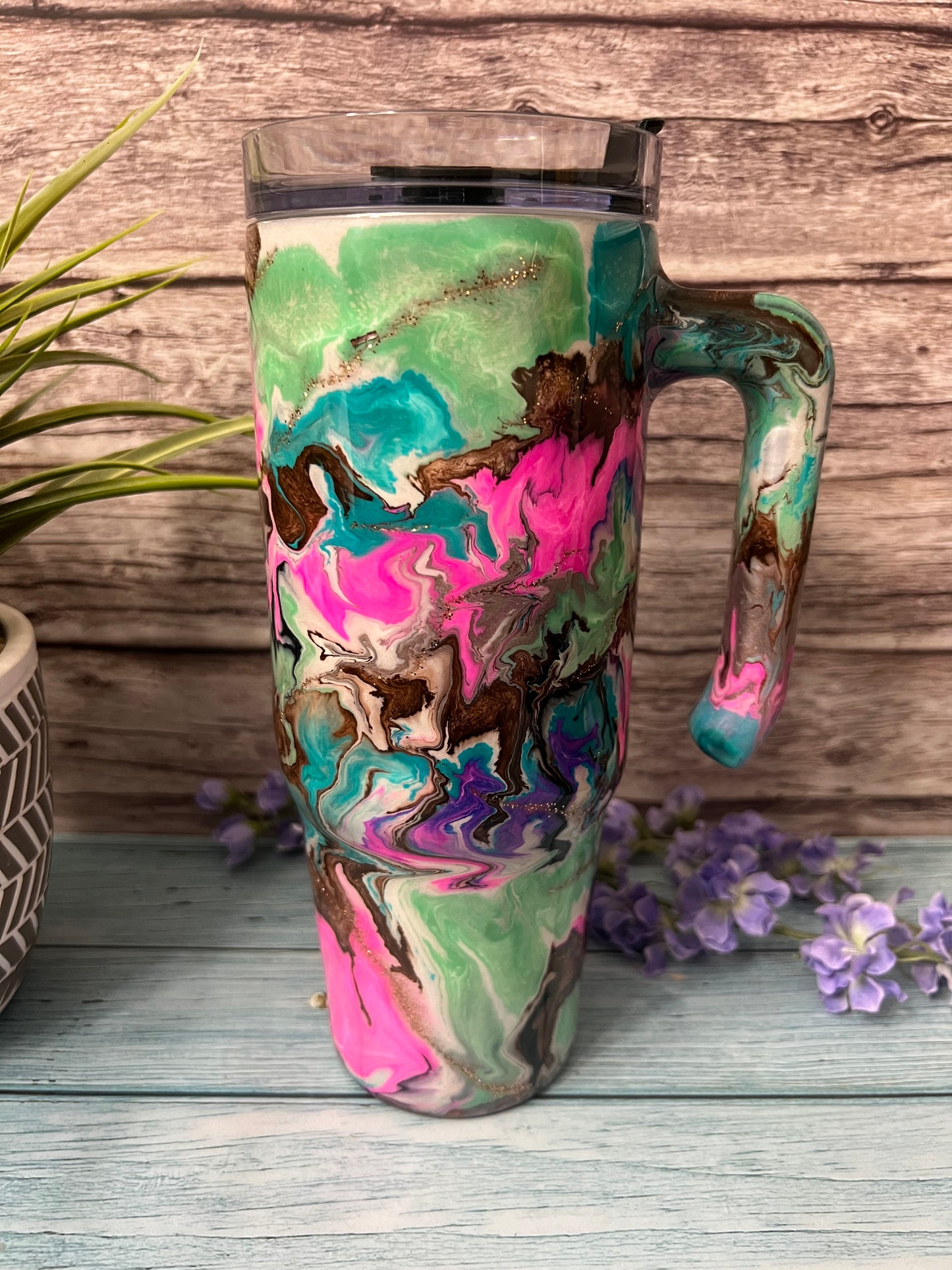 Neopolitan Madness Handmade Custom Epoxy Tumbler