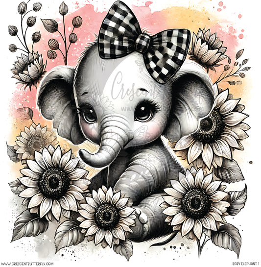 Baby Elephant 1 Printed Vinyl Sheet/Wrap