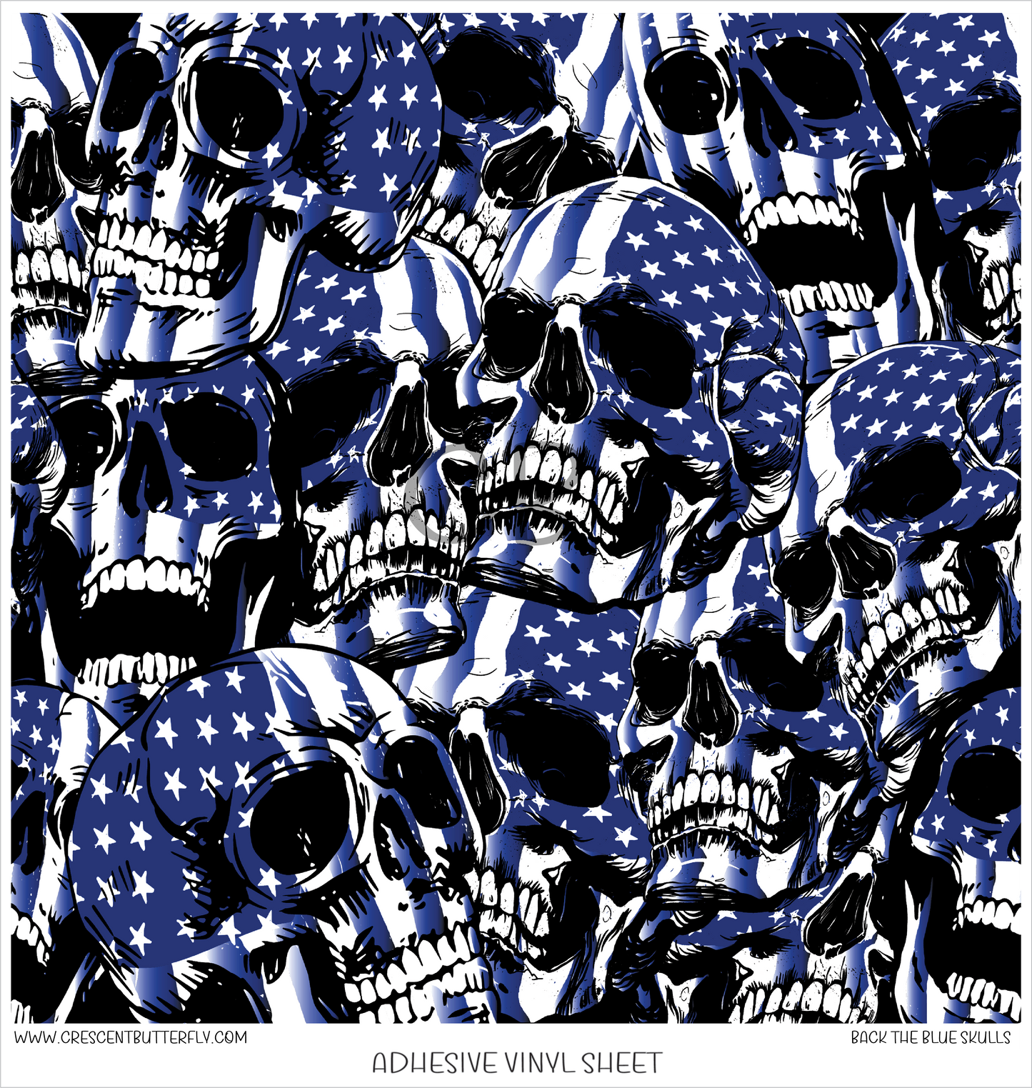 Back The Blue Skulls Printed Vinyl Sheet