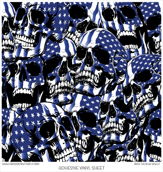 Back The Blue Skulls Printed Vinyl Sheet