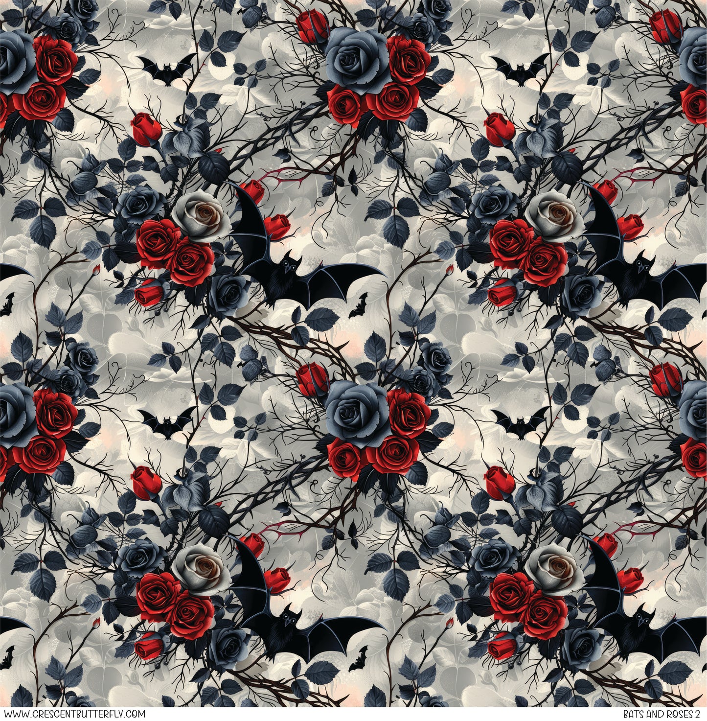 Bats and Roses 2 Printed Vinyl Sheet/Wrap