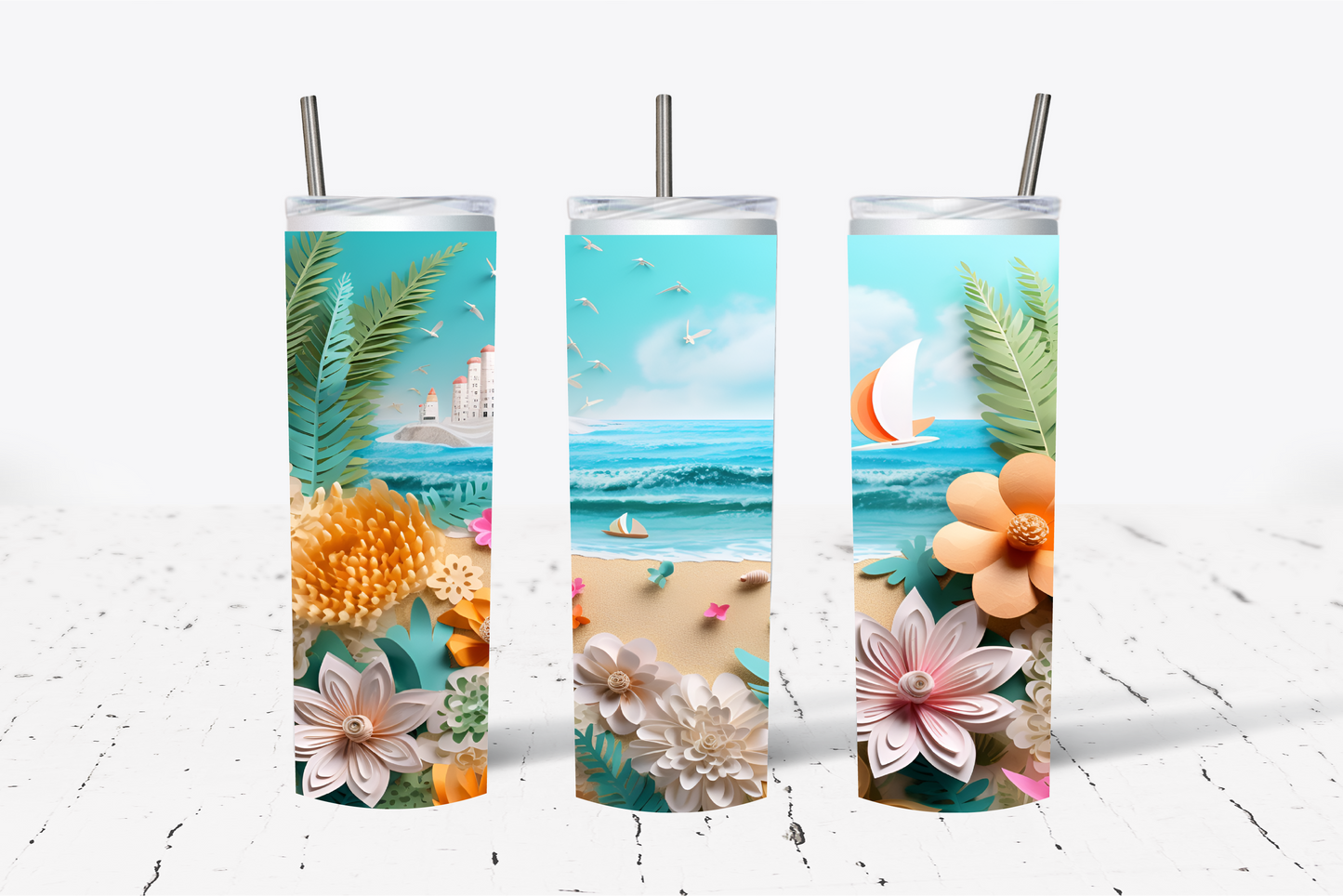 Beach Scene 1 3D Sublimation Tumbler