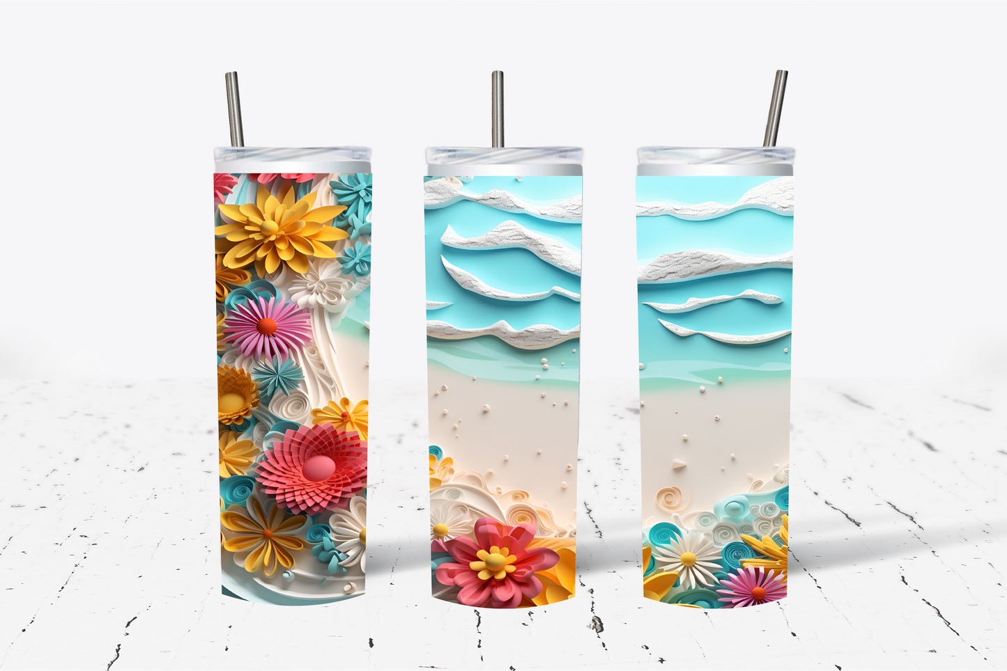 Beach Scene 4 3D Sublimation Tumbler