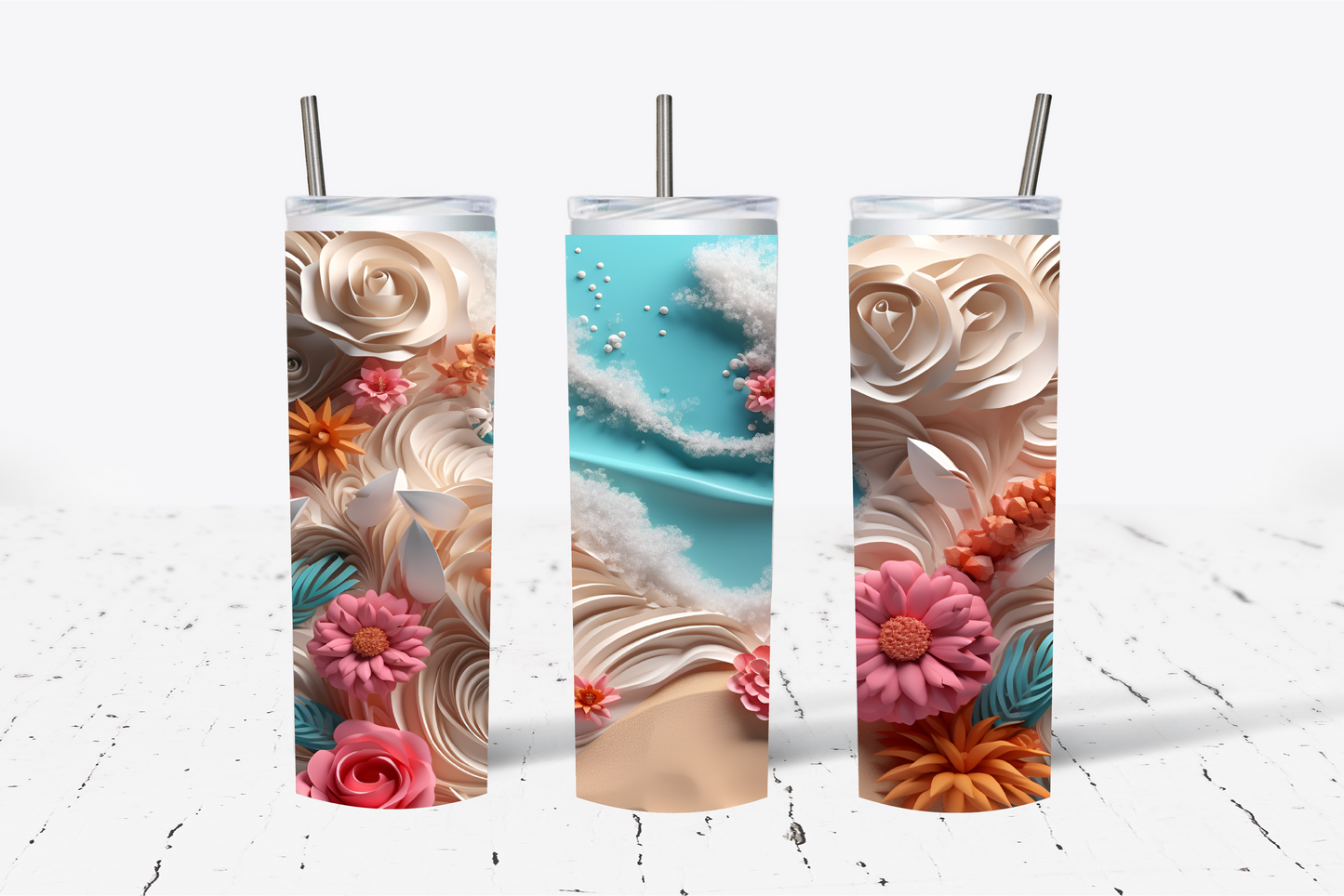 Beach Scene 5 3D Sublimation Tumbler