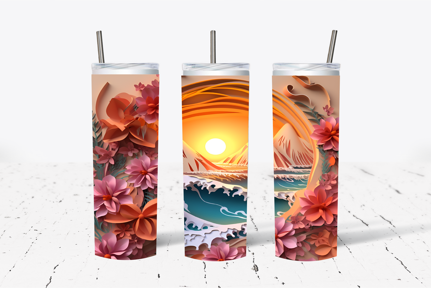 Beach Scene 8 3D Sublimation Tumbler