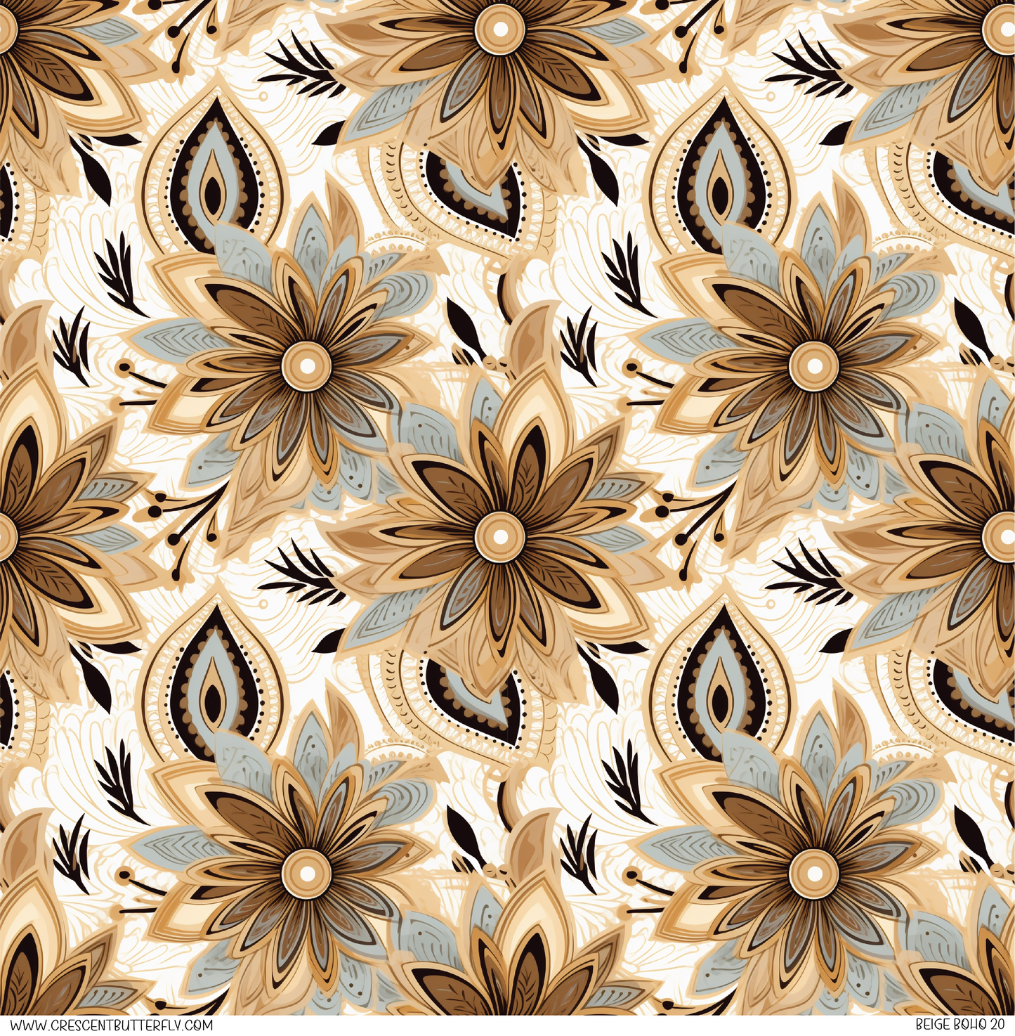 Beige Boho 20 Pattern Vinyl Sheet/Wrap