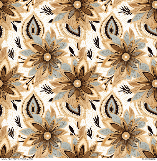 Beige Boho 20 Pattern Vinyl Sheet/Wrap