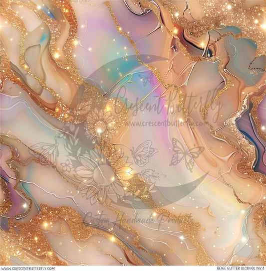 Beige Glitter Alcohol Ink 8 Printed Vinyl Sheet/Wrap