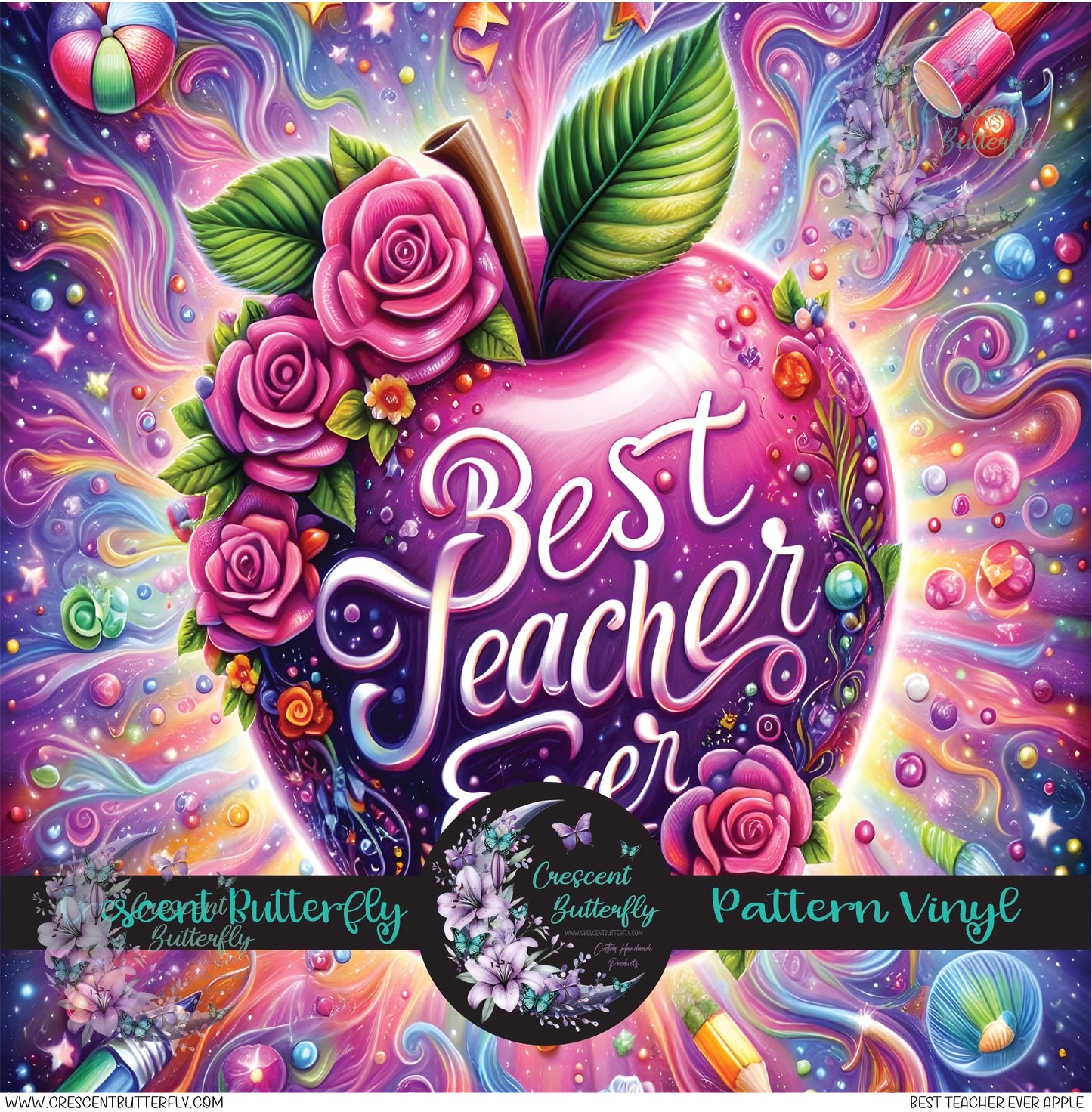 Best Teacher Ever Apple Printed Vinyl Sheet/Wrap