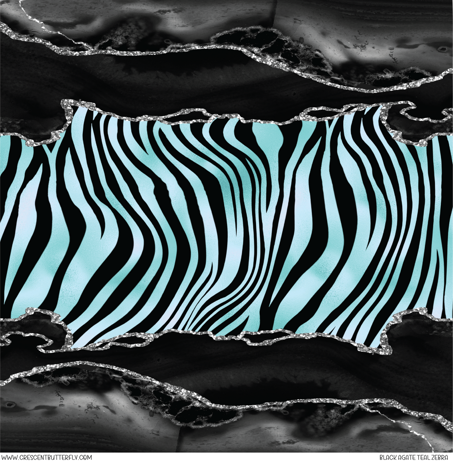 Black Agate Teal Zebra Pattern Vinyl Sheet/Wrap