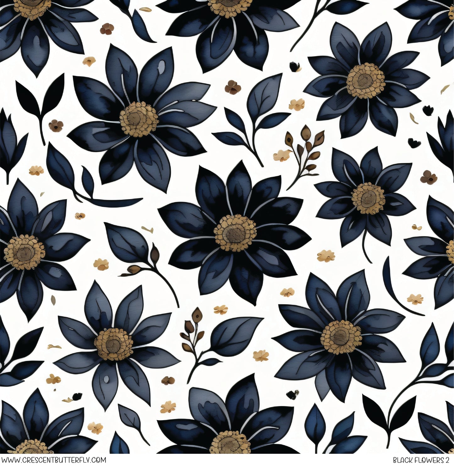 Black Flowers 2 Printed Vinyl Sheet/Wrap