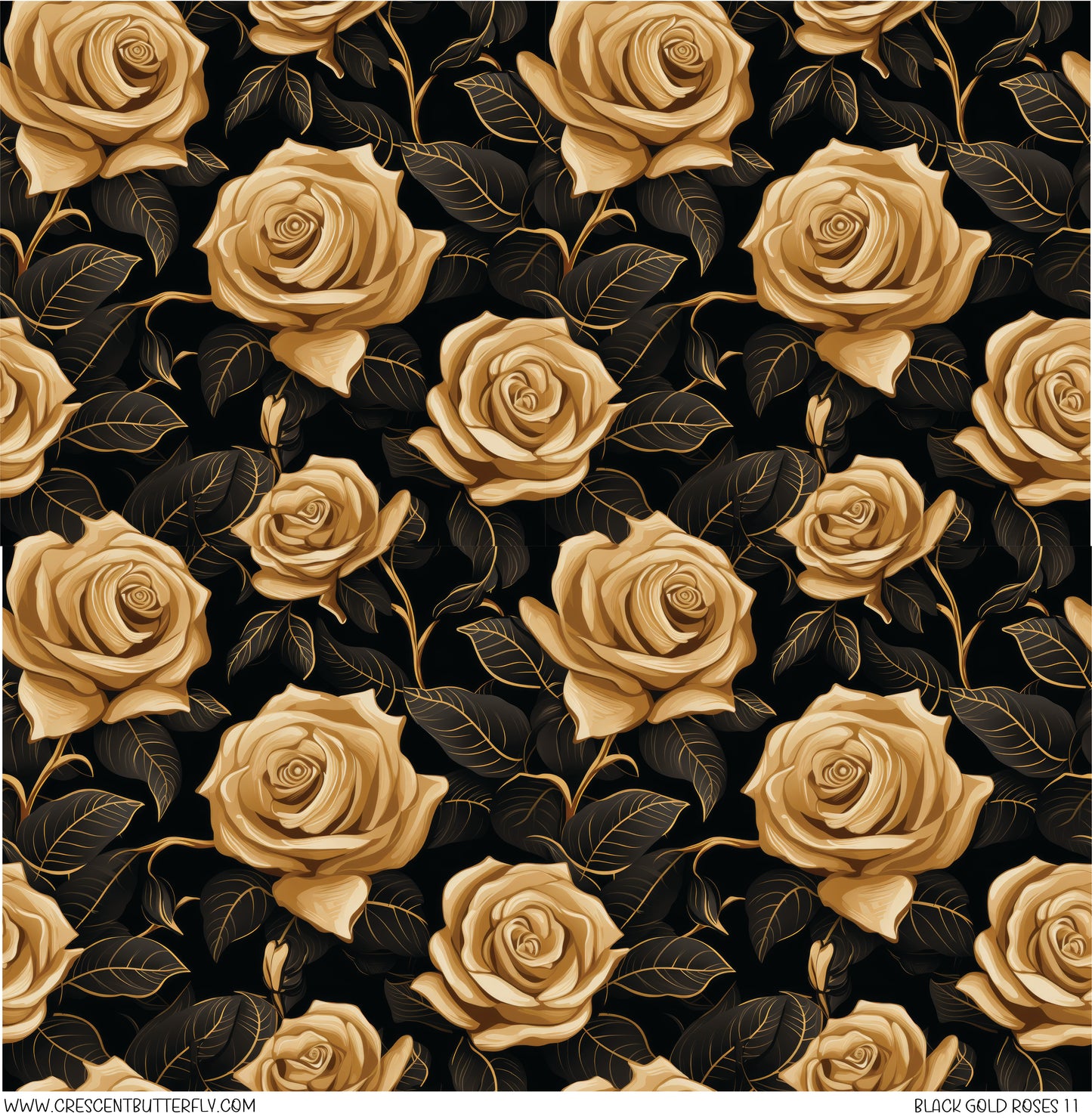 Black Gold Roses 11 Vinyl Sheet/Wrap