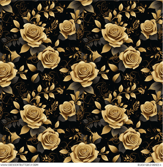 Black Gold Roses 4 Vinyl Sheet/Wrap