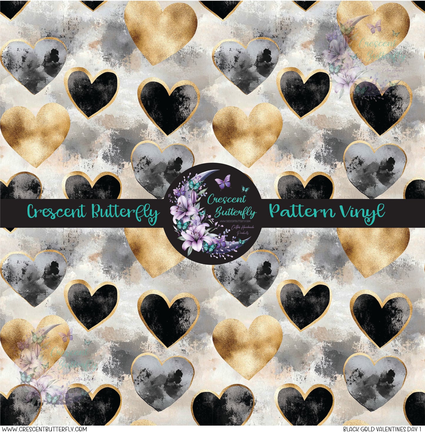 Black Gold Valentines Day 1 Printed Vinyl Sheet/Wrap