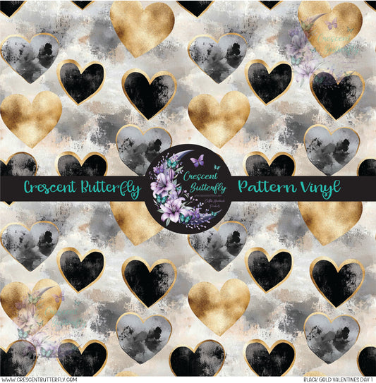 Black Gold Valentines Day 1 Printed Vinyl Sheet/Wrap