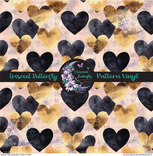 Black Gold Valentines Day 3 Printed Vinyl Sheet/Wrap