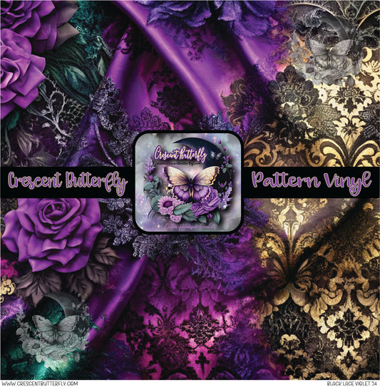 Black Lace Violet 54 Printed Vinyl Sheet/Wrap