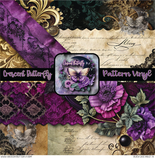 Black Lace Violet 56 Printed Vinyl Sheet/Wrap