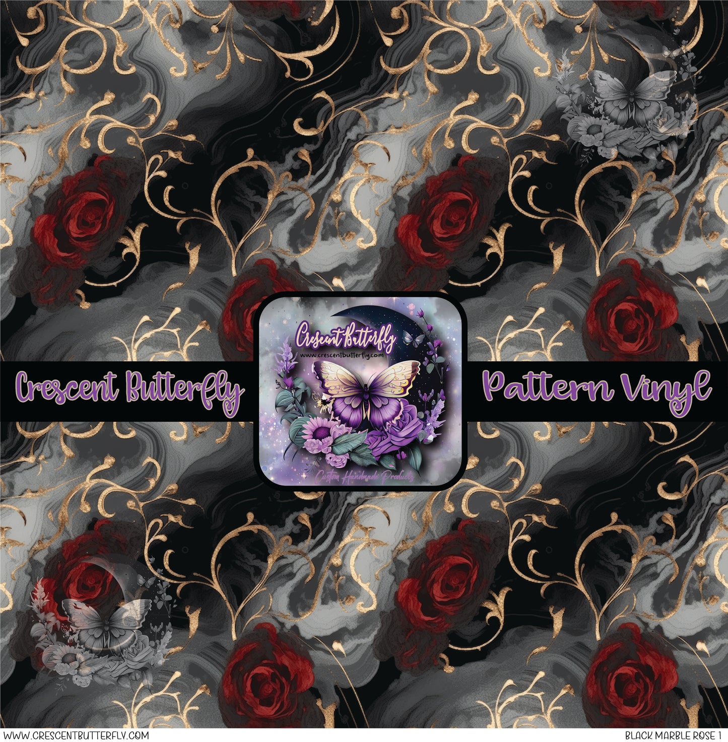 Black Marble Rose 1 Printed Vinyl Sheet/Wrap