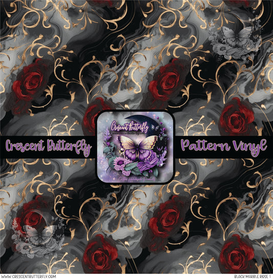Black Marble Rose 1 Printed Vinyl Sheet/Wrap