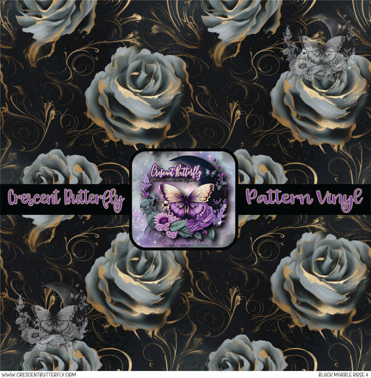 Black Marble Rose 4 Printed Vinyl Sheet/Wrap