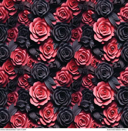 Black Red Roses-Small Printed Vinyl Sheet/Wrap