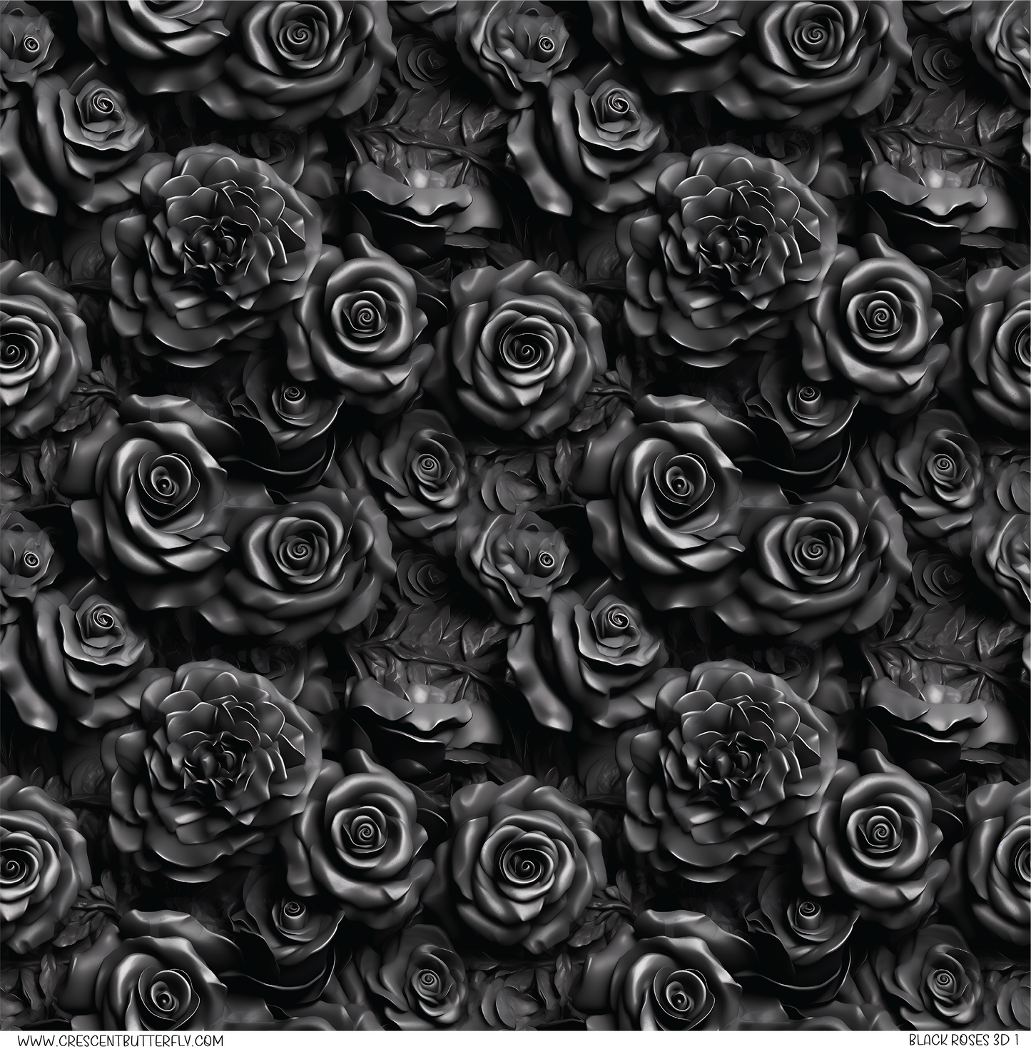 Black Roses 3D 1 Pattern Vinyl Sheet/Wrap