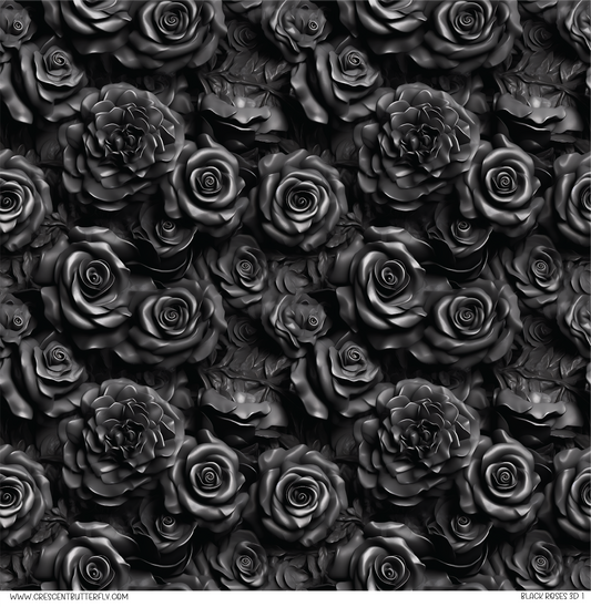 Black Roses 3D 1 Pattern Vinyl Sheet/Wrap