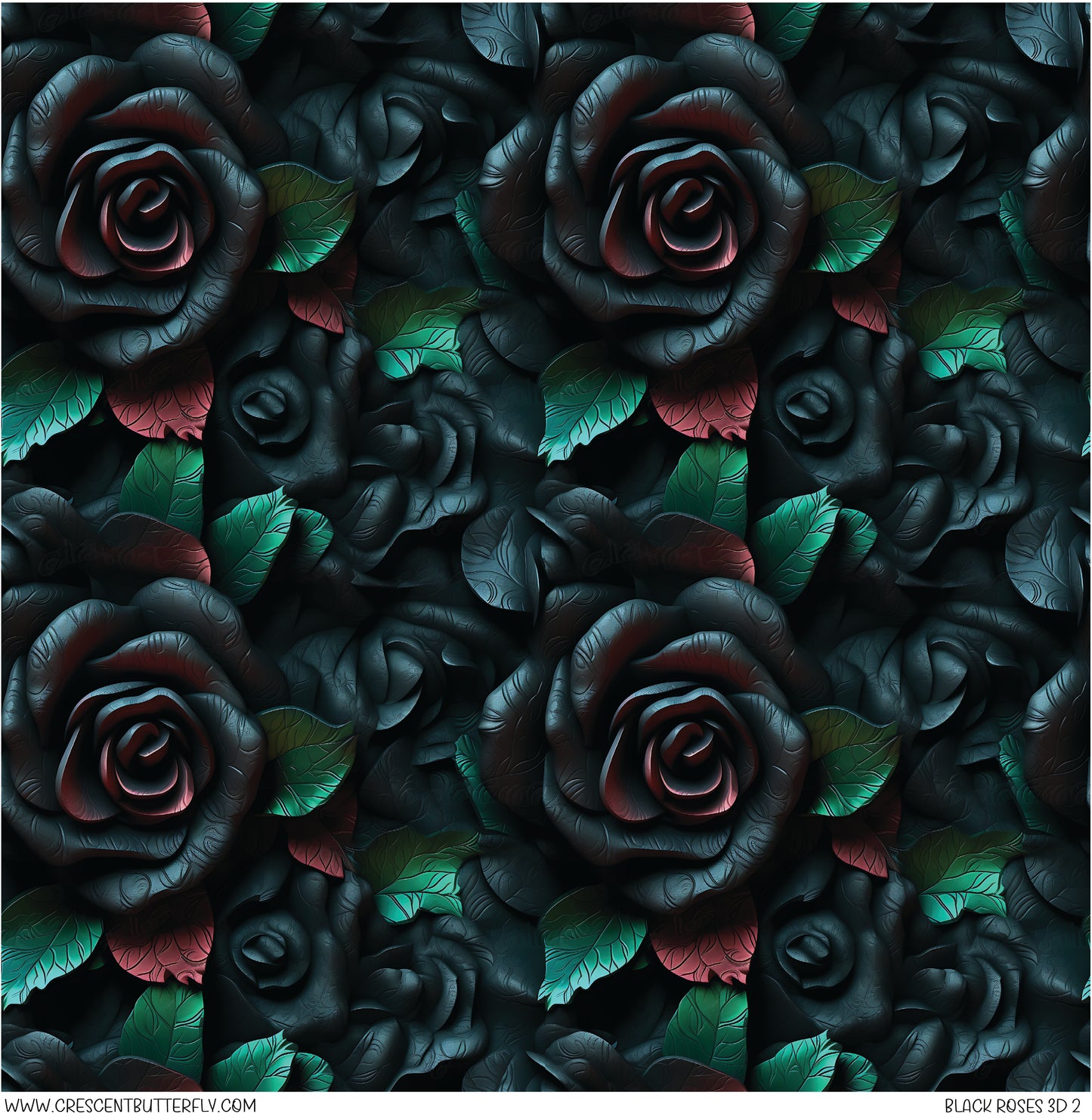 Black Roses 3D 2 Printed Vinyl Sheet/Wrap