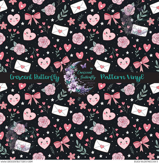 Black Valentines Day 3 Printed Vinyl Sheet/Wrap