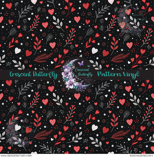 Black Valentines Day 6 Printed Vinyl Sheet/Wrap