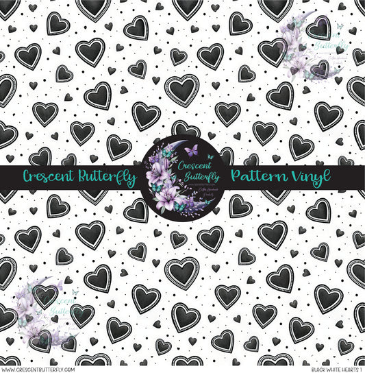 Black White Hearts 1 Printed Vinyl Sheet/Wrap