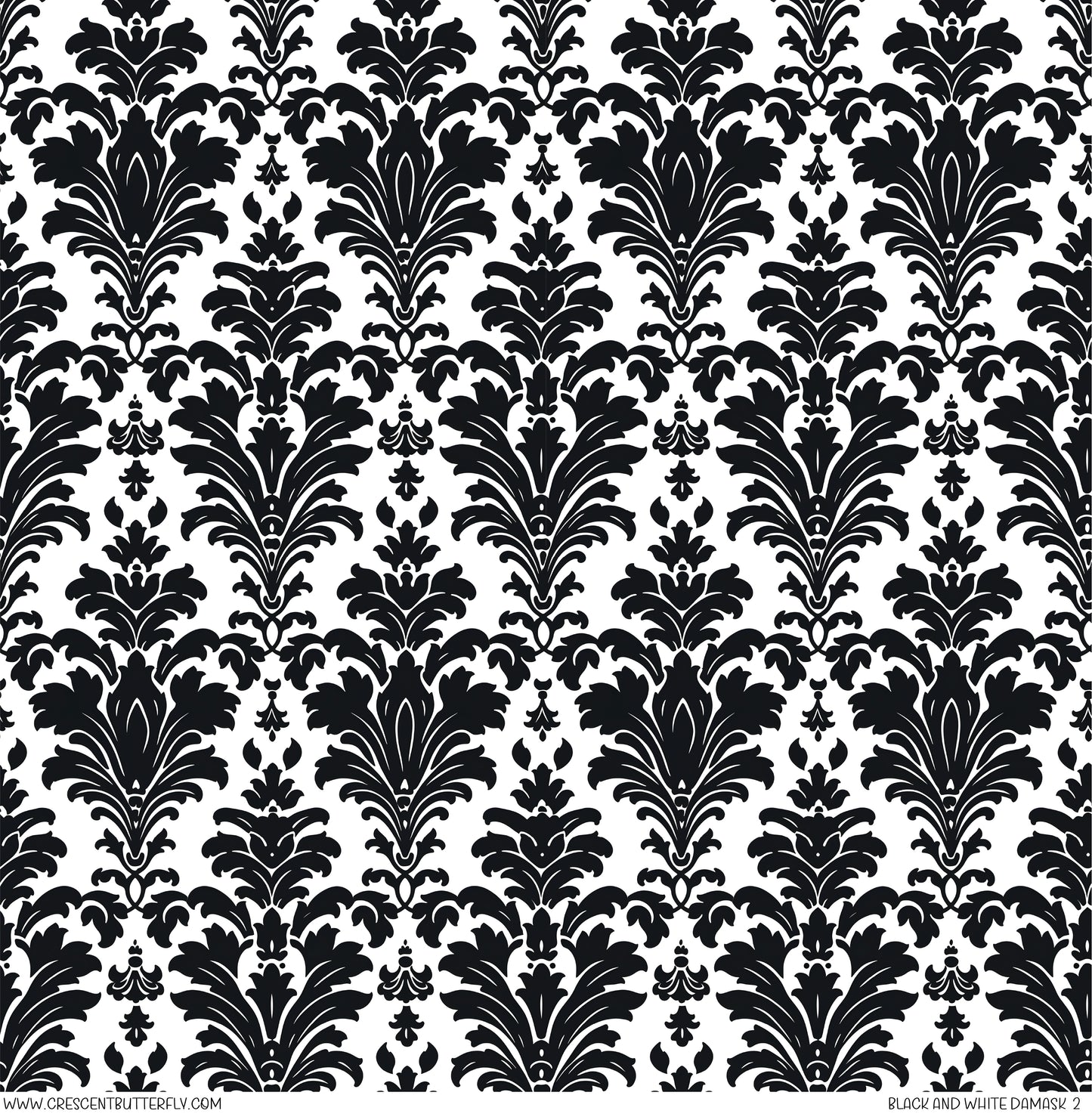 Black and White Damask 2 Printed Vinyl Sheet/Wrap