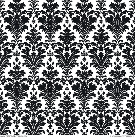 Black and White Damask 2 Printed Vinyl Sheet/Wrap