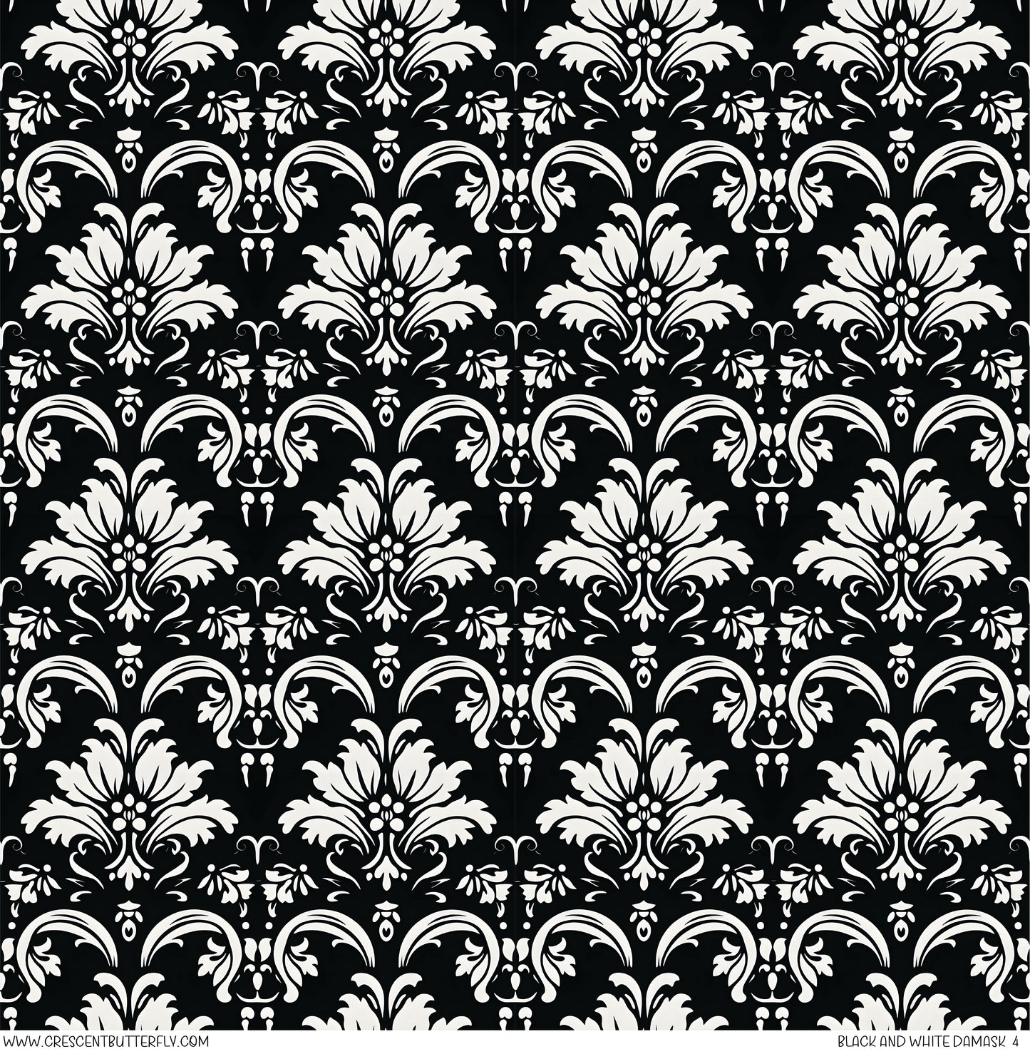 Black and White Damask 4 Printed Vinyl Sheet/Wrap