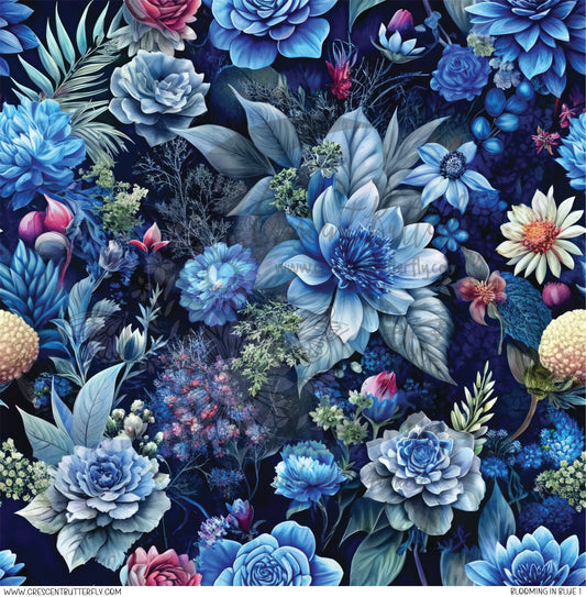 Blooming in Blue 1 Printed Vinyl Sheet/Wrap