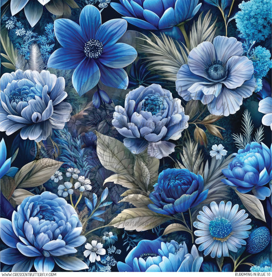 Blooming in Blue 10 Printed Vinyl Sheet/Wrap