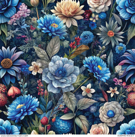 Blooming in Blue 3 Printed Vinyl Sheet/Wrap