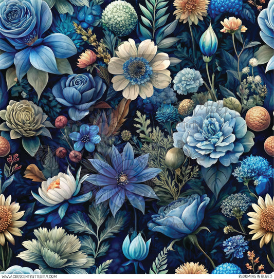 Blooming in Blue 5 Printed Vinyl Sheet/Wrap
